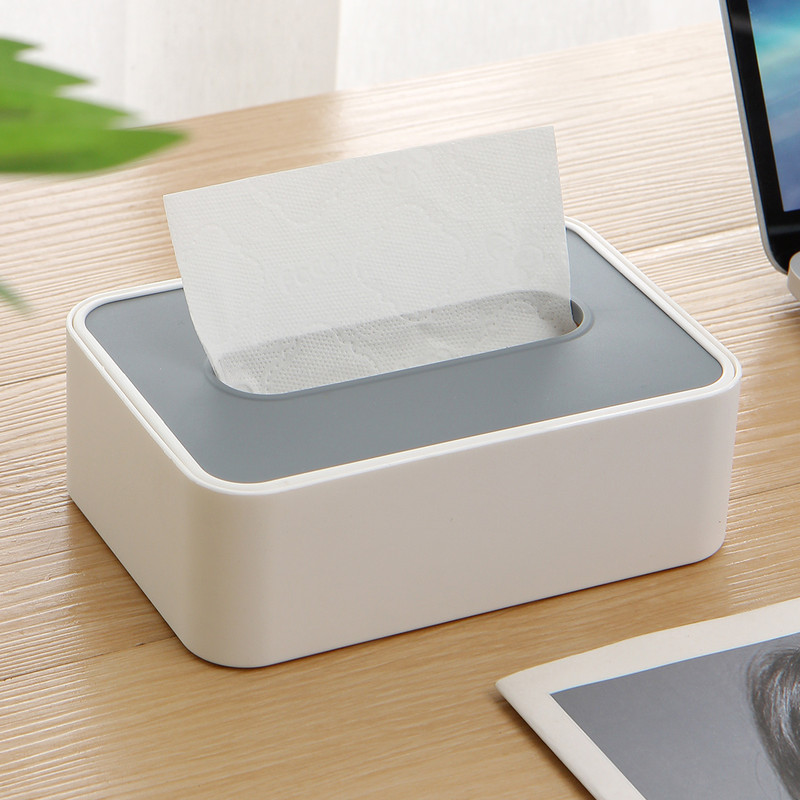 Desktop Tissue Box Height-Adjustable Storage Box for Home Living Room And Dining Room-White