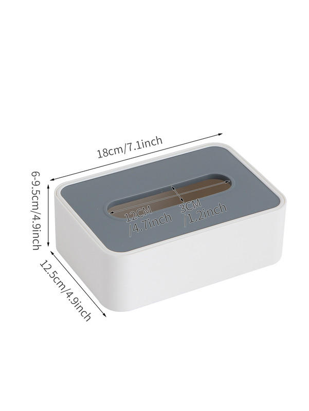 Desktop Tissue Box Height-Adjustable Storage Box for Home Living Room And Dining Room-White