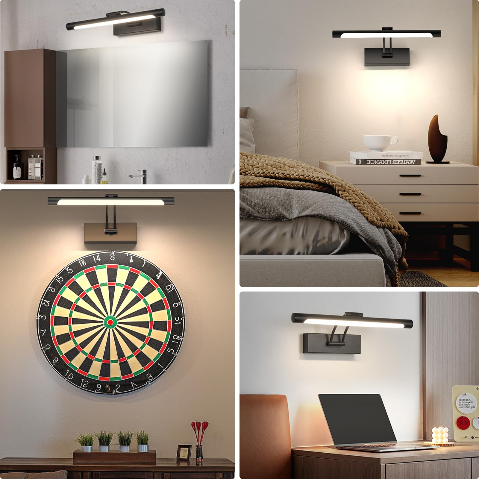 Hardwired Picture Light for Wall Black