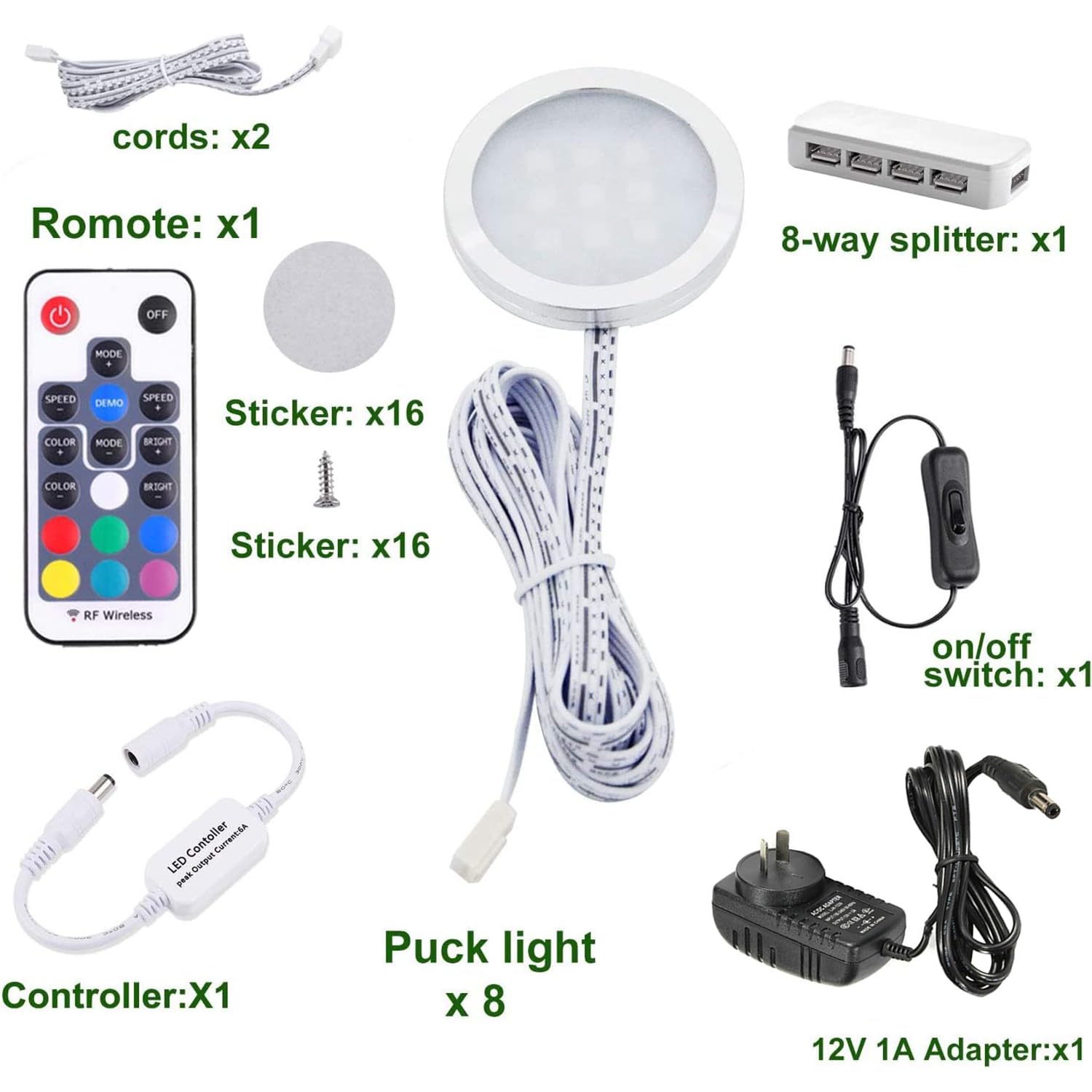 RGB Color Changing LED Under Cabinet Lighting Kit