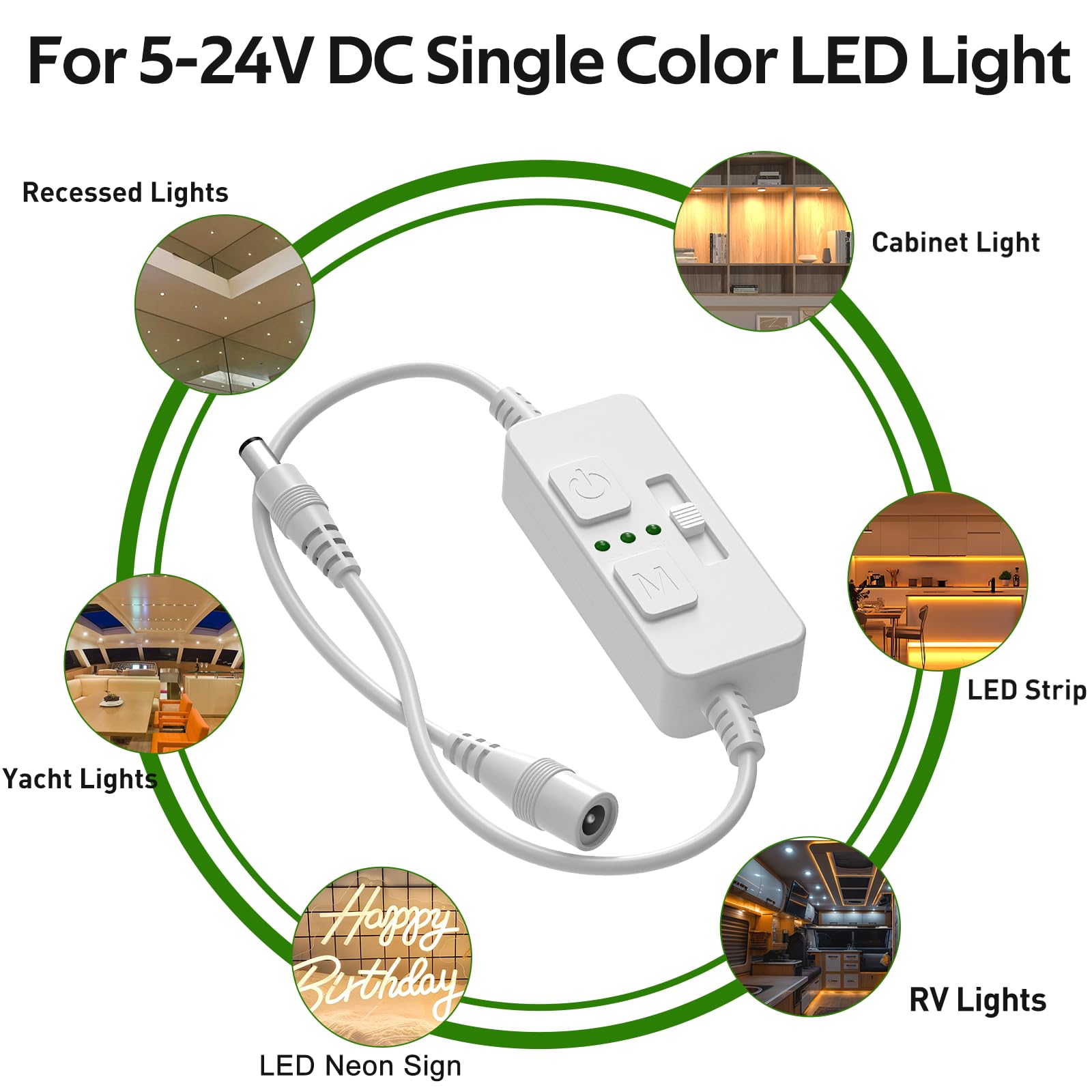 Single Color Slider Dimmer with Timer - PWM 1pc DC 5V/12V/24V LED Controller
