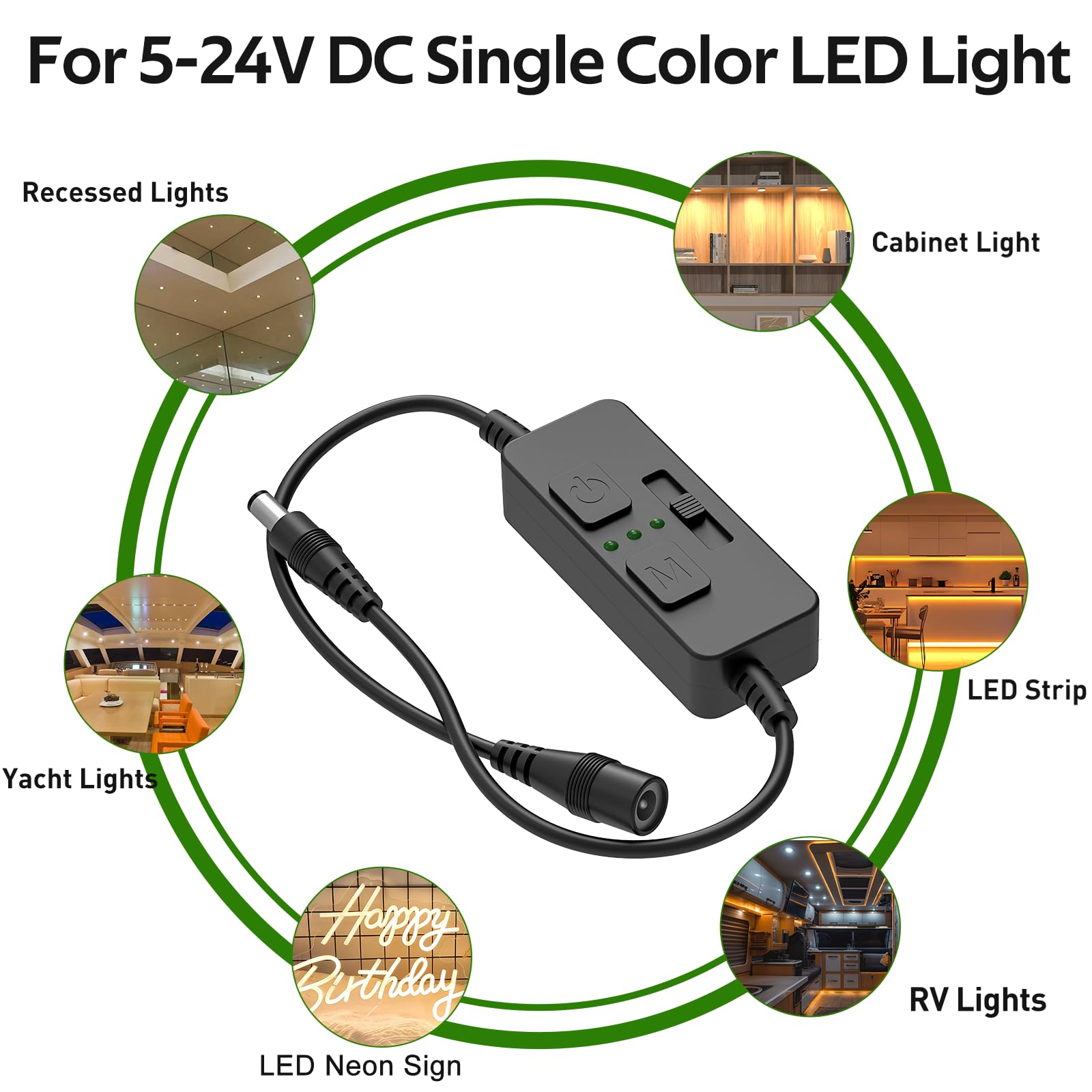 Single Color Slider Dimmer with Timer - PWM 1pc DC 5V/12V/24V LED Controller