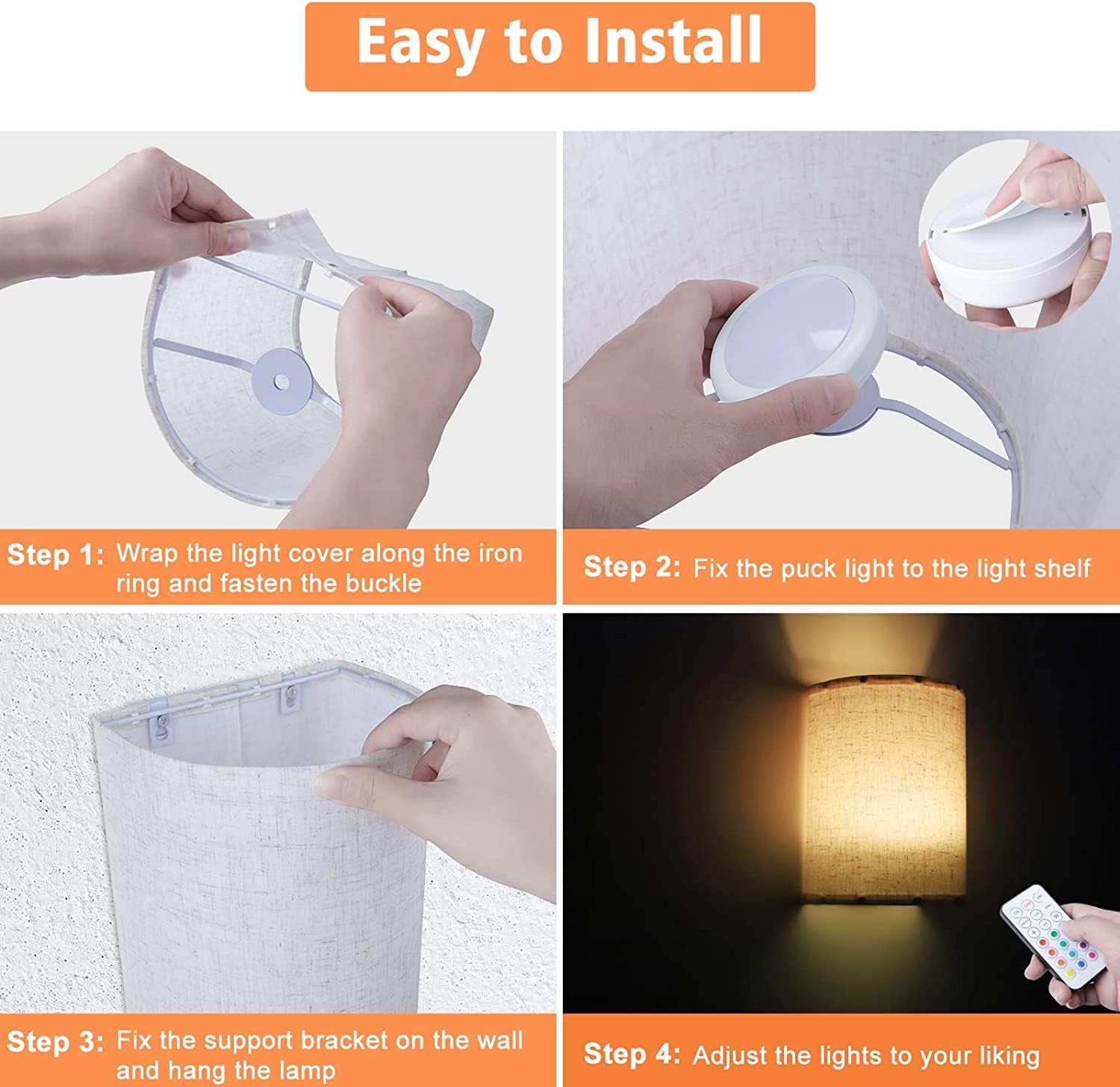 Battery Operated Wall Lights Indoor with Remote
