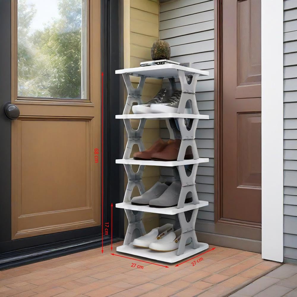 5 Tier Foldable Vertical Shoe Rack