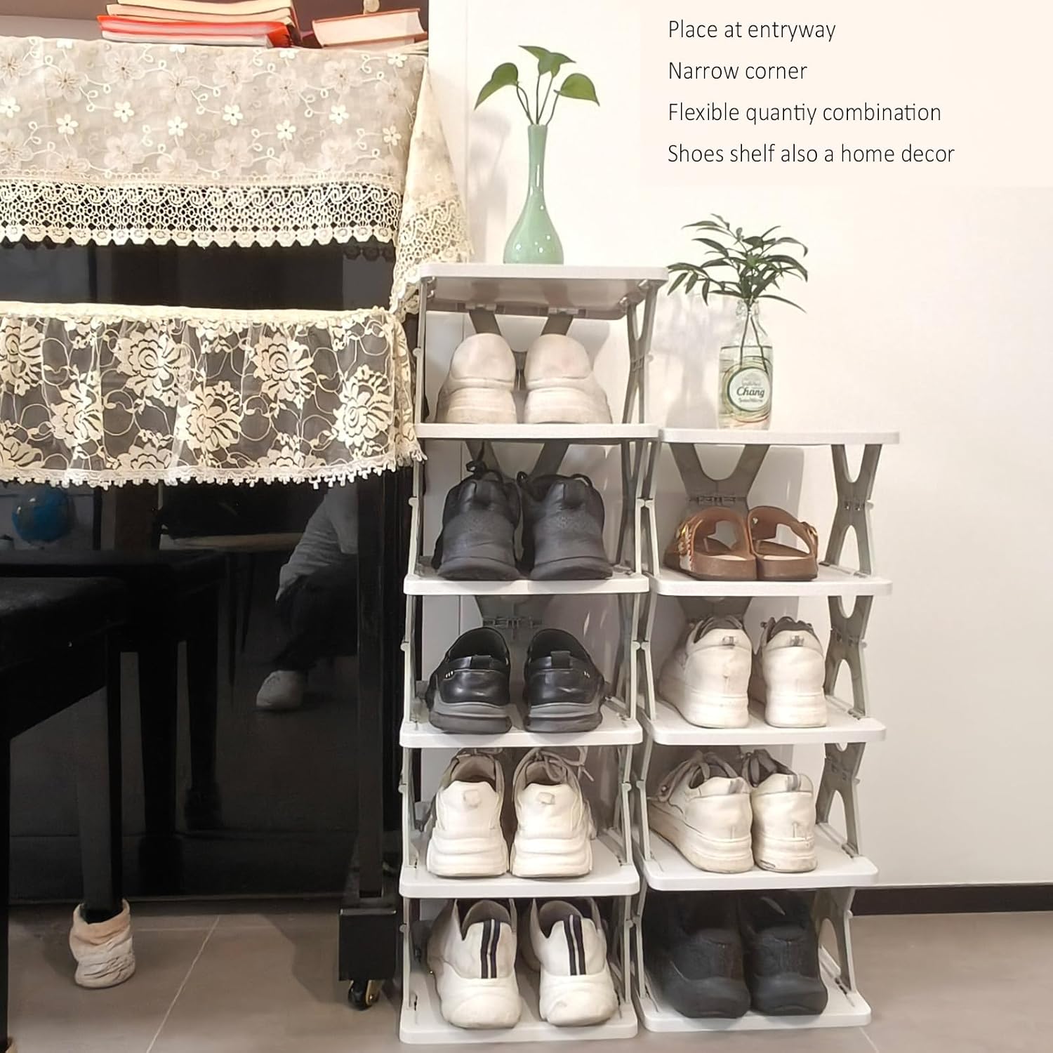 5 Tier Foldable Vertical Shoe Rack