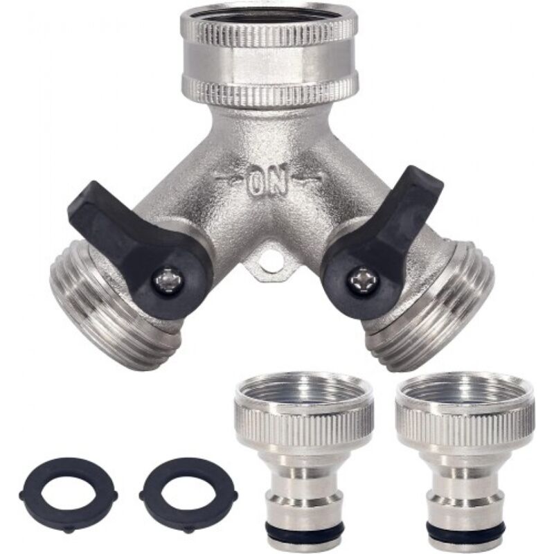 2-way Brass Hose Splitter with Quick Connect for 3/4""