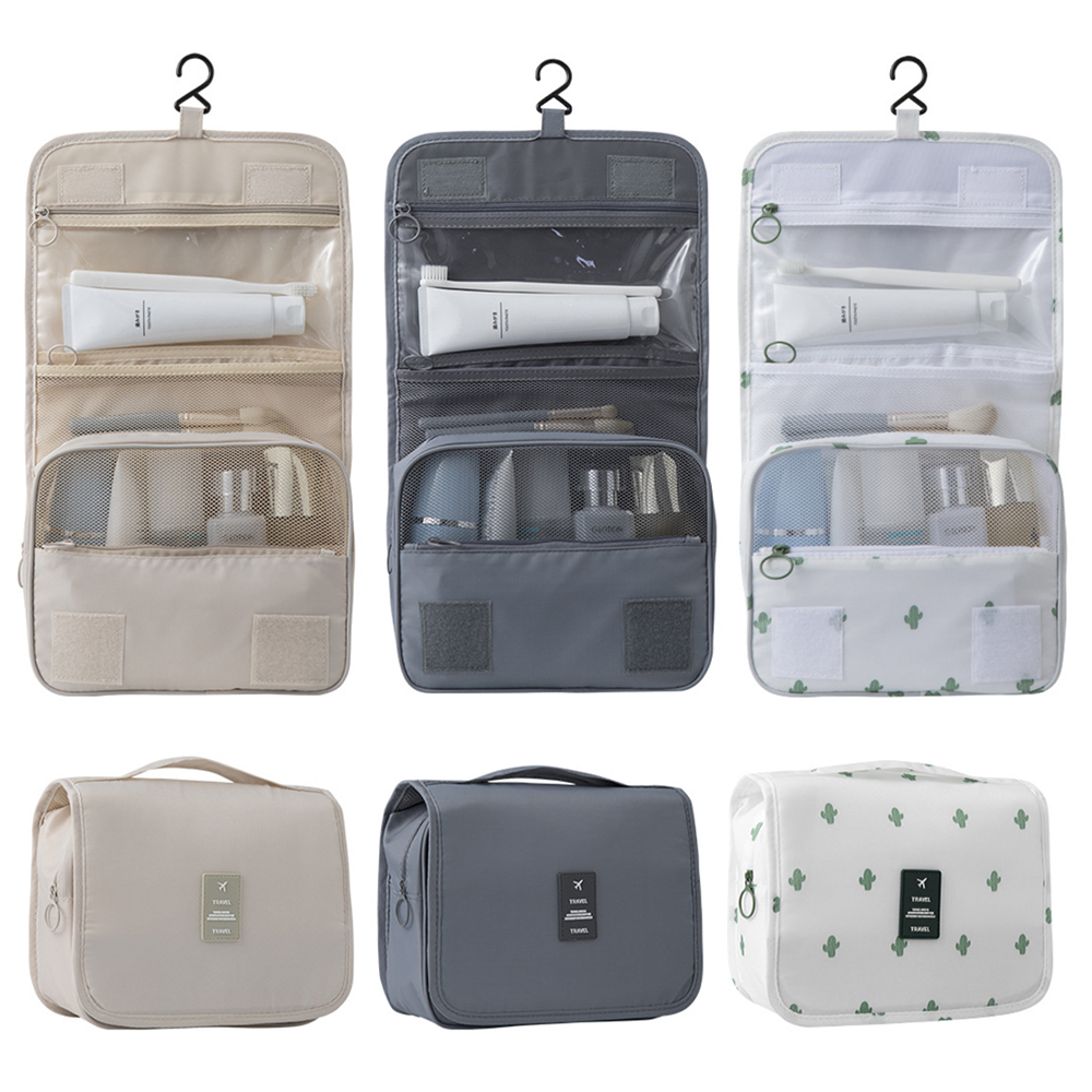 Travel Toiletry Bag for Women with Hook Beige Hanging Toiletry Bag