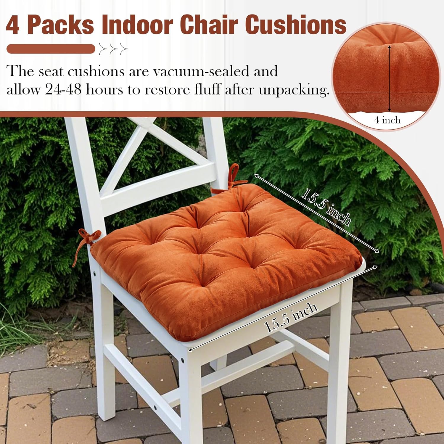 Memory Foam Chair Cushions Set of 4