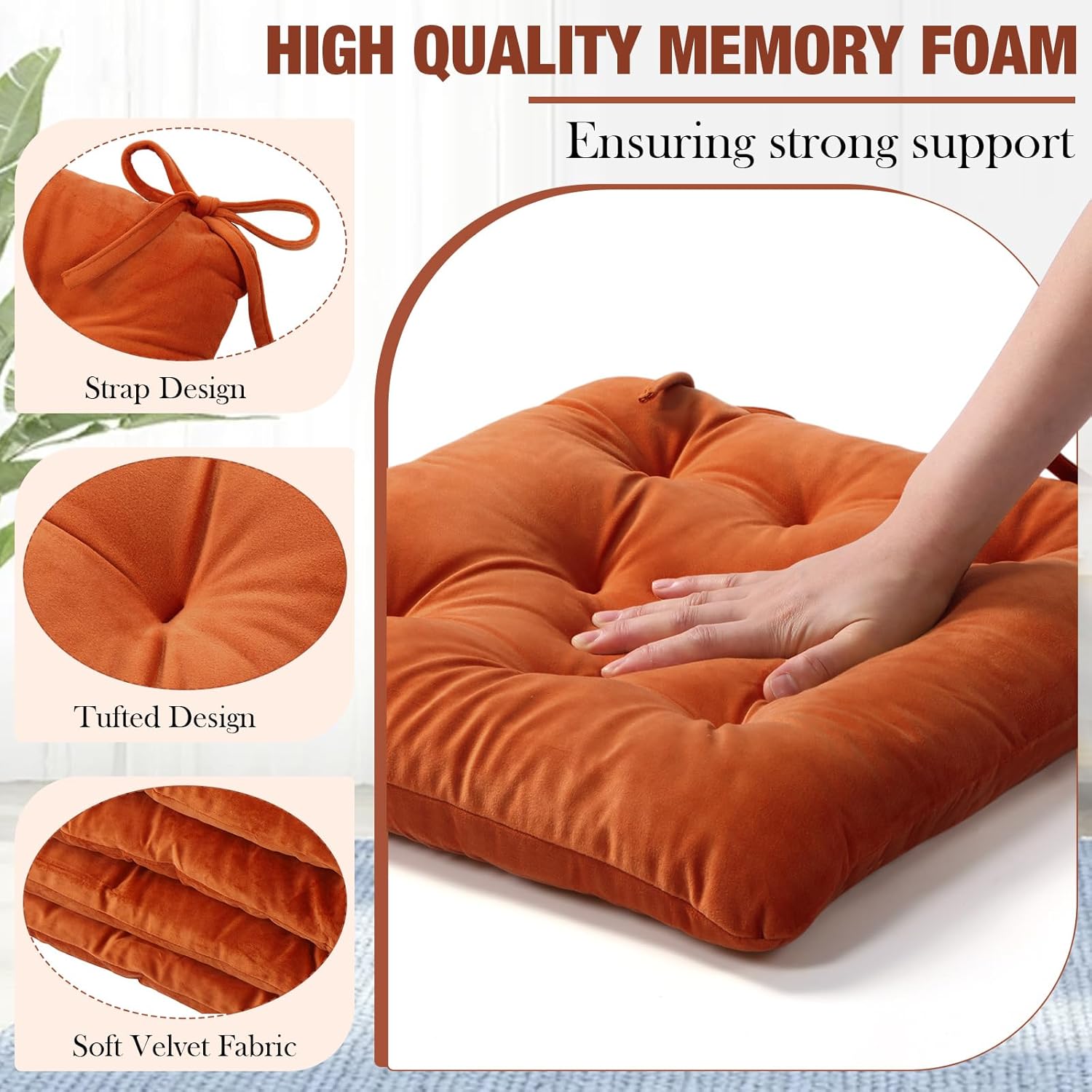 Memory Foam Chair Cushions Set of 4