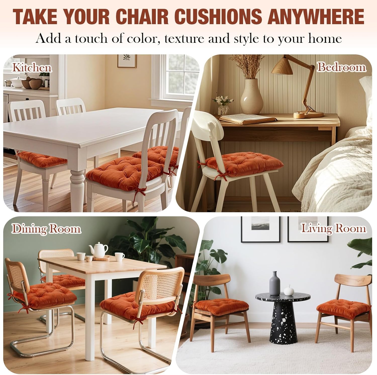 Memory Foam Chair Cushions Set of 4