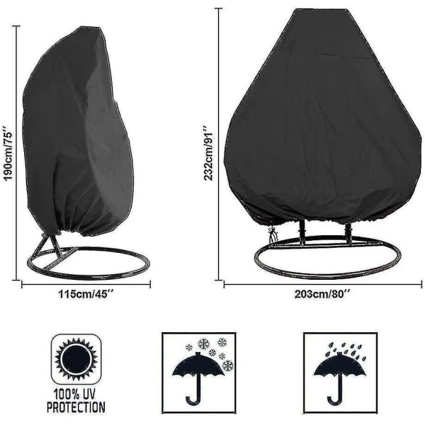Barsinfi Oxford Zipper Hanging Chair Cover 190 X 115 cm Waterproof Cover for Garden and Outdoor Furniture 190 X 115 cm_max