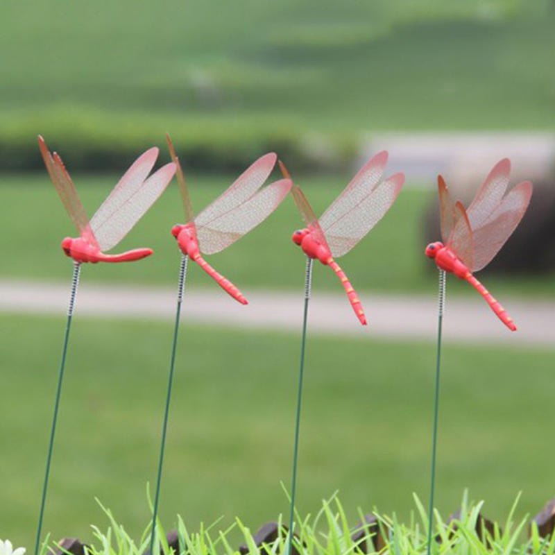 Dragonfly Insert Sticks 10pcs Multicolor Simulation Decoration with Dragonflies