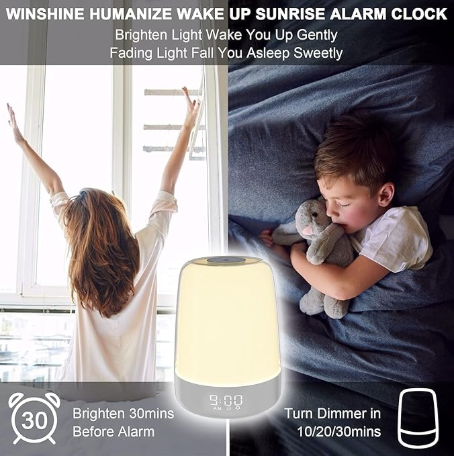 Touch Wake Up Night Light with Sunrise Simulation Alarm Clock