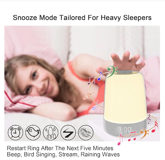 Touch Wake Up Night Light with Sunrise Simulation Alarm Clock