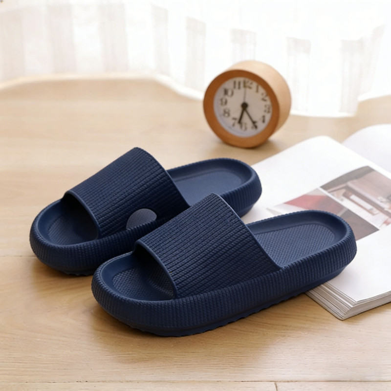 Cloud Slippers for Women and Men, Pillow House Slippers Shower Shoes Indoor Slides Bathroom Sandals, Ultimate Comfort, Lightweight, Thick Sole, Non-Slip, Easy to Clean dark blue（38-39）