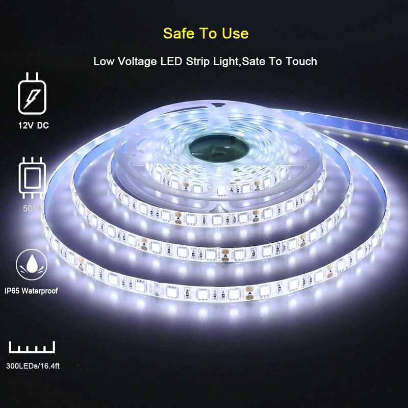 12V LED Strip Light Cool White 6500K