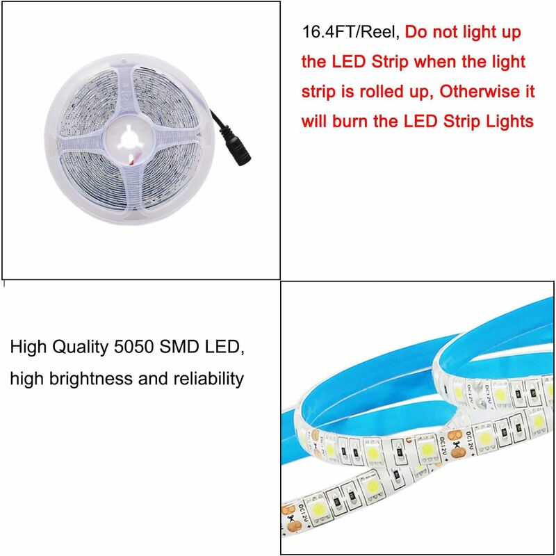 12V LED Strip Light Cool White 6500K