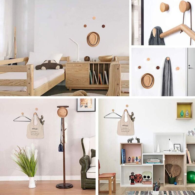 Wooden Wall Hook ROund Coat Rack