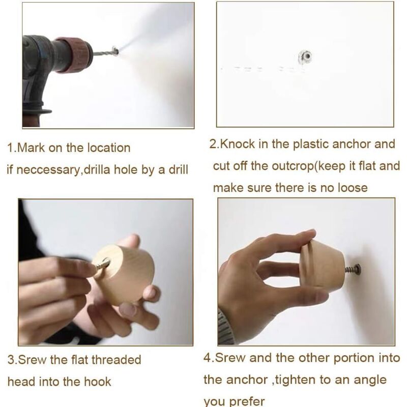Wooden Wall Hook ROund Coat Rack