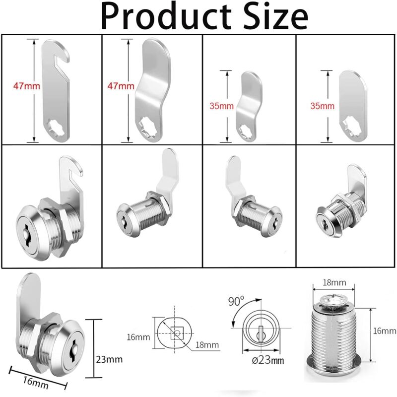 16Mm Cylinder Security Mailbox Lock With 5 Different Lock Plates And 2 Keys