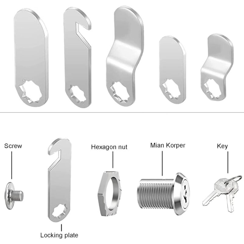 16Mm Cylinder Security Mailbox Lock With 5 Different Lock Plates And 2 Keys