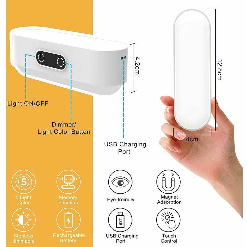 LED Closet Light Dimmable Rechargeable 2000Mah Wireless