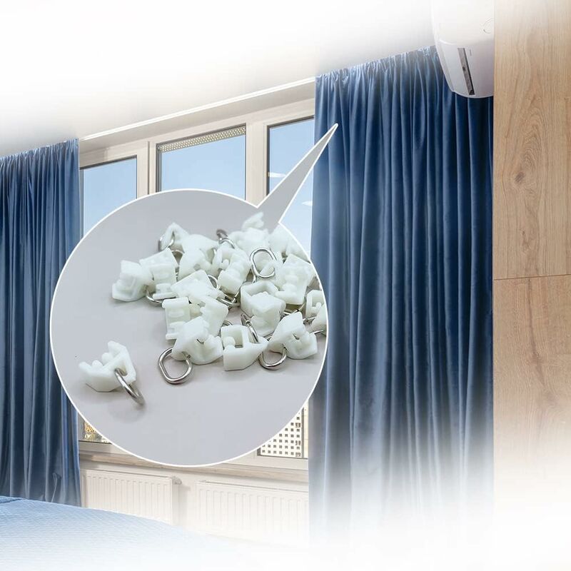 Curtain Track ROllers-80 pcs Outdoor Rail Curtain Hook Rail Slider Rail