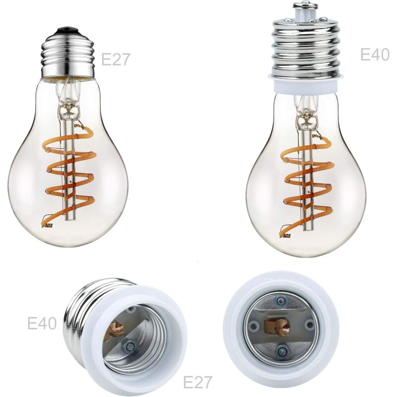 4X Lamp Socket Adapter E40 To E27 In White - 4 pcs Set Reformatting Converters For Lamp Sockets For Incandescent