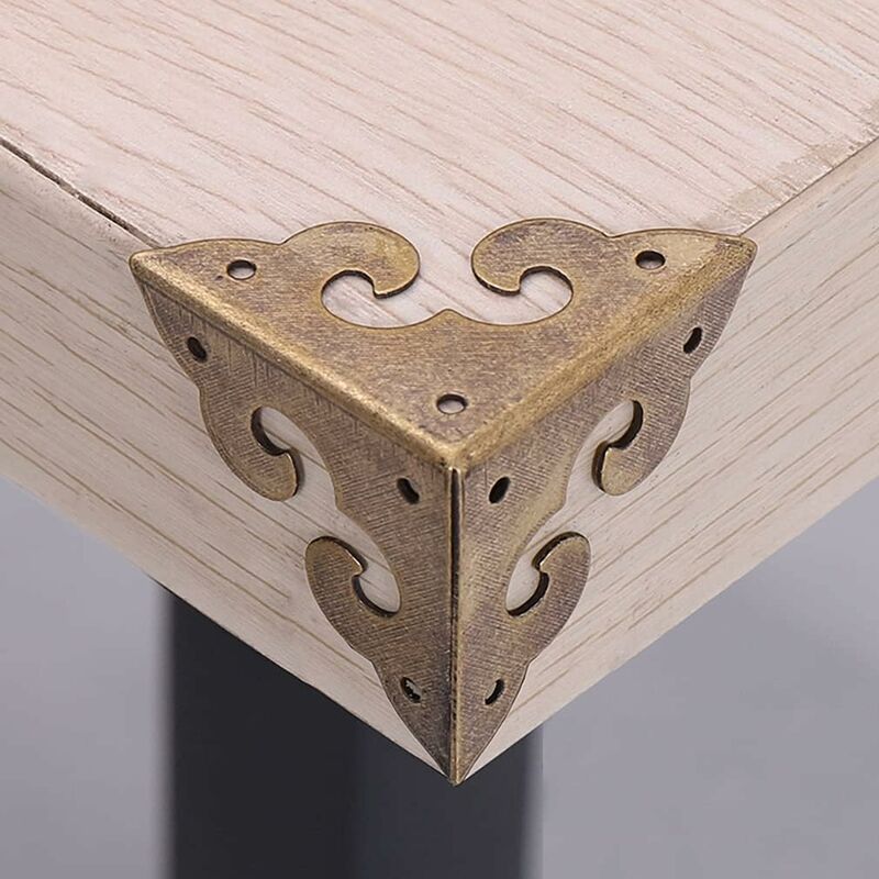 8 pcs Vintage Pure Brass Miniature Corner Protectors With Cloud Pattern