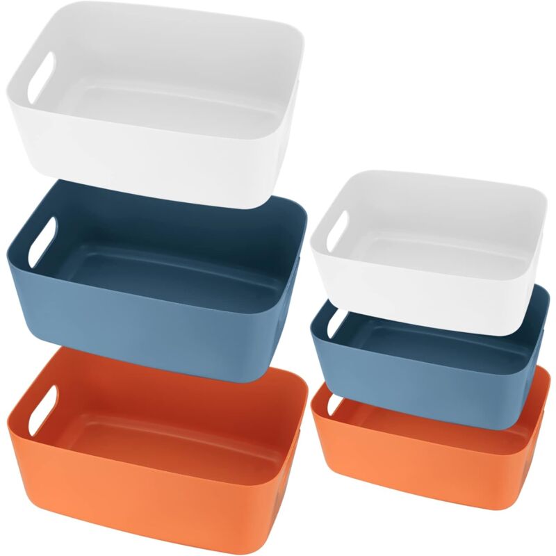 6 Pieces Plastic Storage Basket With Handles 6 Pieces Plastic Storage Basket With Handles