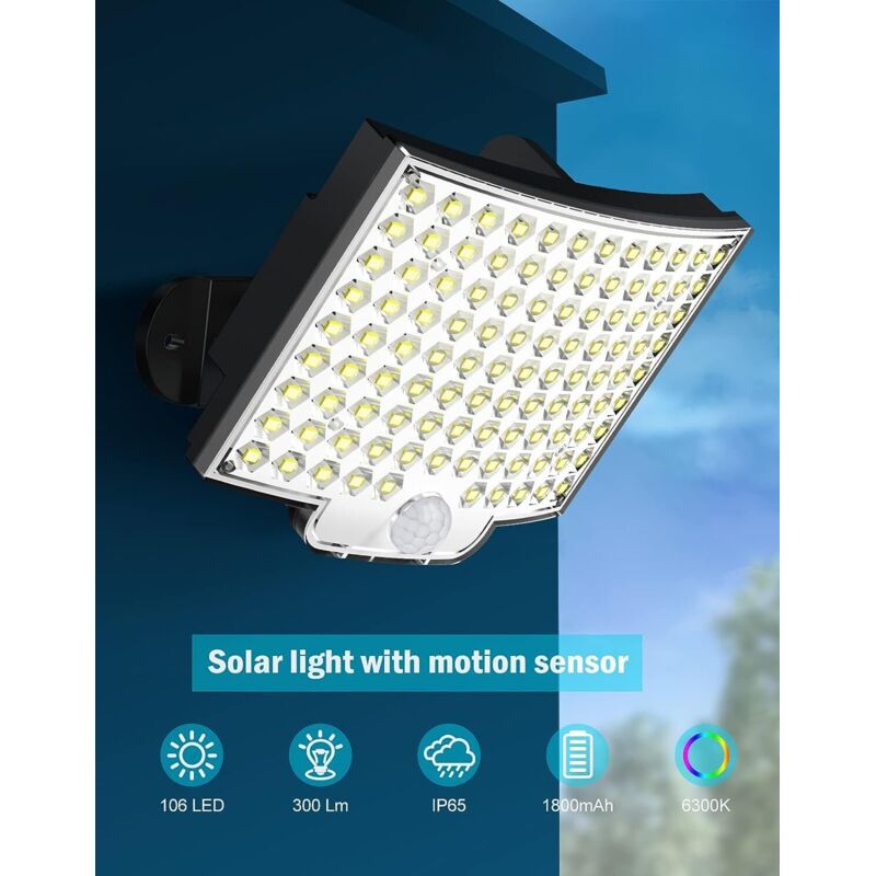 106 LED Solar Lights Outdoor With Motion Sensor