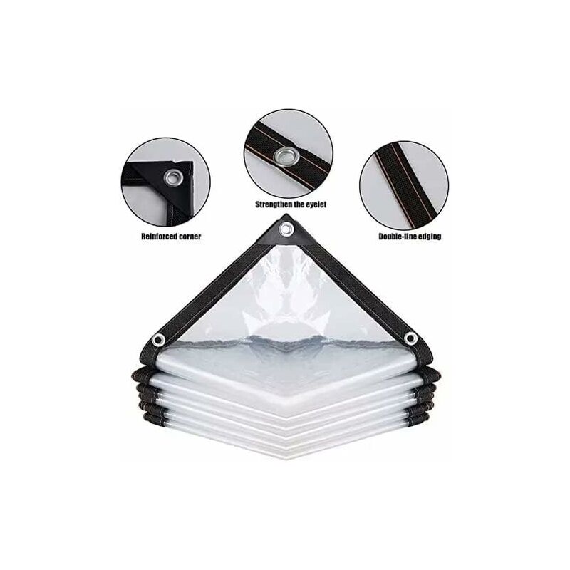 Transparent Waterproof Tarpaulin With Eyelets - For Garden Furniture - Outdoor Use - Rainproof - Plant Insulation -