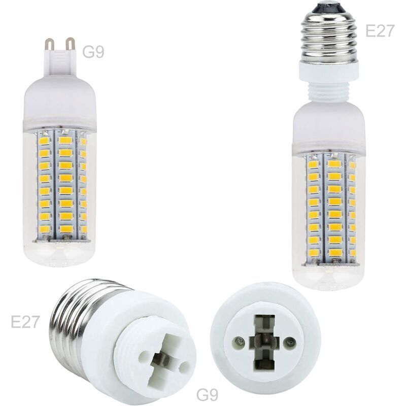 4X Lamp Socket Adapter E27 To G9 In White - 4 pcs Set Reformatting Converters For Lamp Sockets For Incandescent