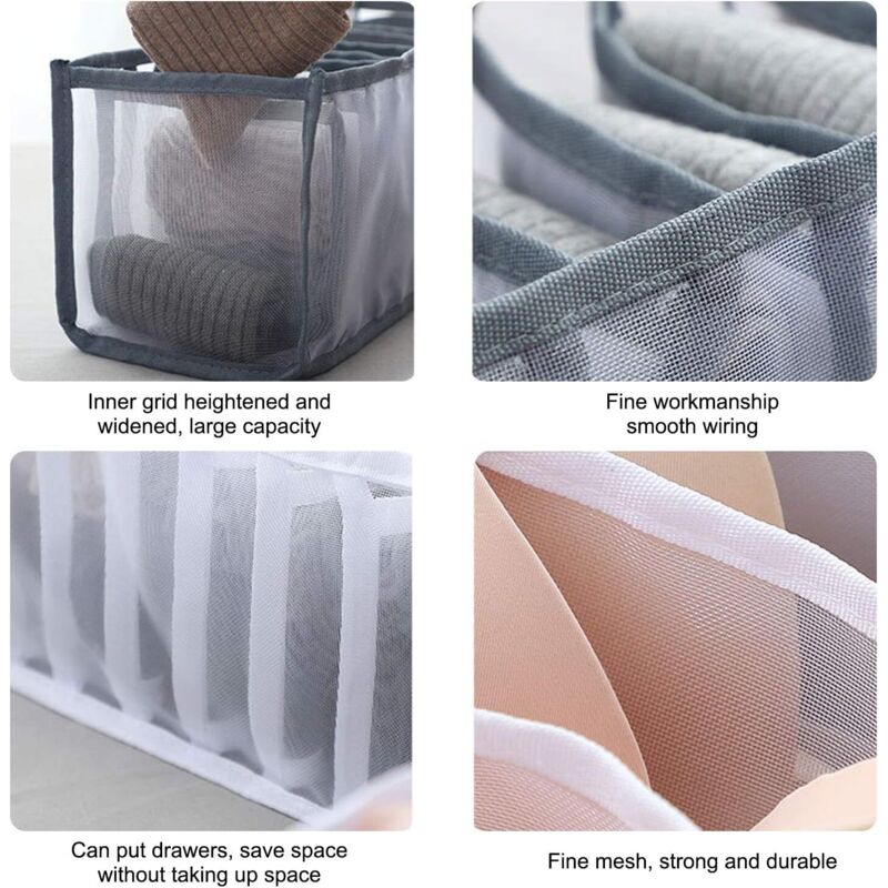 6 pcs Underwear Drawer Organizer Foldable Storage Box Large Capacity Drawer Storage Box For Storing Underwear