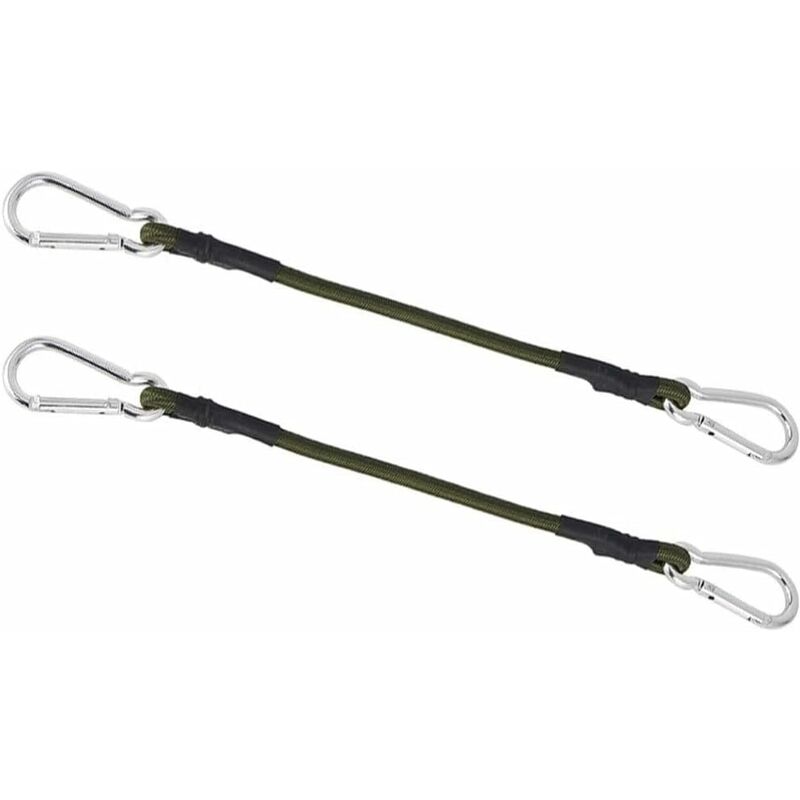 2 Pack 30Cm Heavy Duty Mini Bungee Cords With Carabiner For Camping, Luggage, Travel