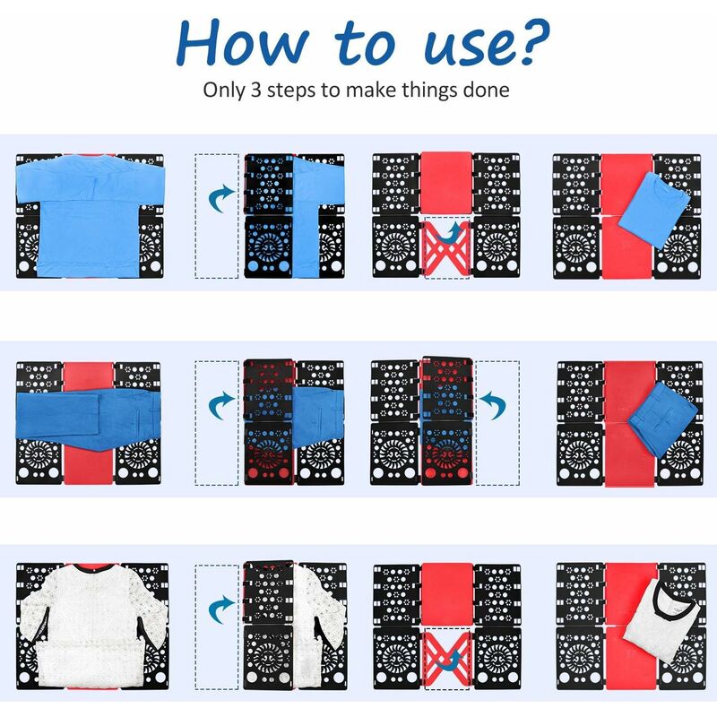 Shirt Folding Board - Clothes Folder Laundry Folder Child Adult Clothing Shirt T Shirt Tee Shirts 58 X 68 cm (Black &