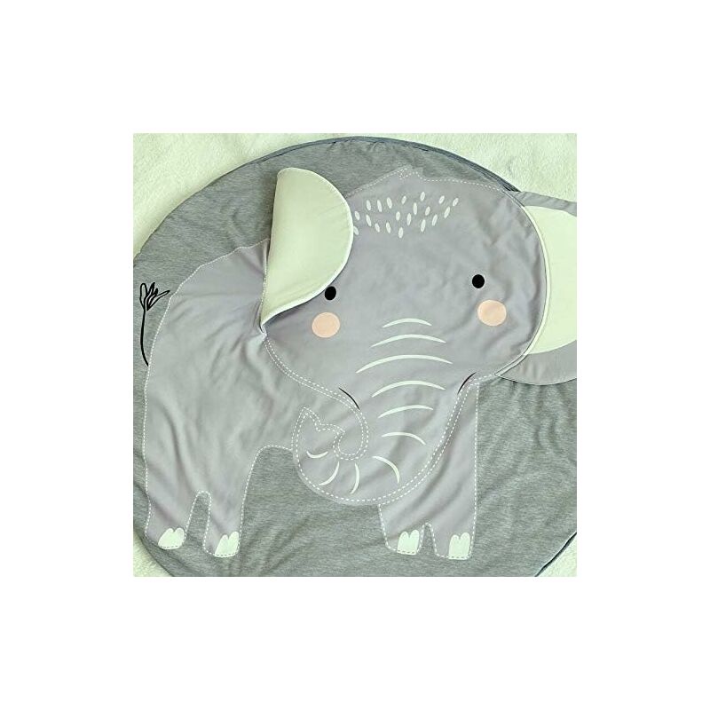 Baby Crawling Mat Play Mat Kids Crawling Mat ROund Animals Carpet Children Rug For Girls Boys 90X90cm (Elephant)