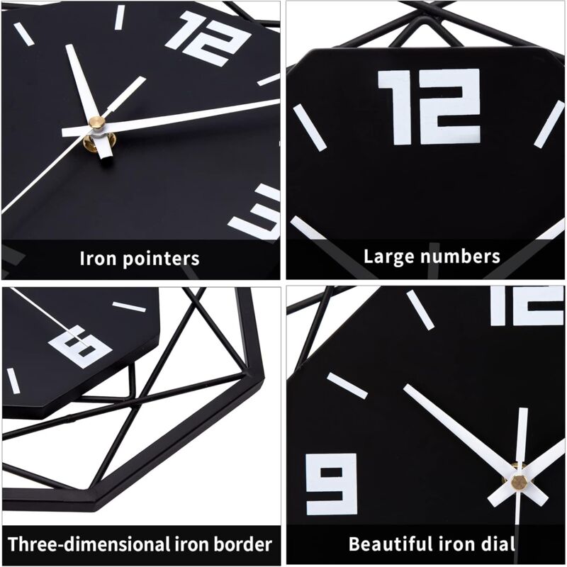 Wall Clock Wood Metal 30cm Silent Non Ticking Wall Clock Living ROom Bedroom Kitchen Office Large Wall Clock Modern