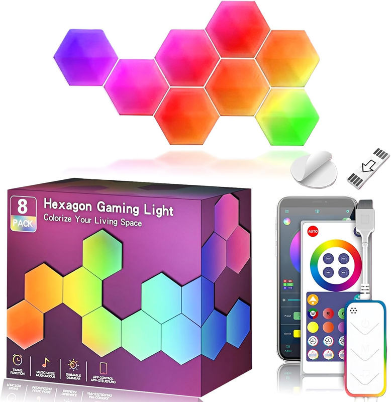 8 Pack Hexagon LED Wall Lights 8 Pack Hexagon LED Wall Lights