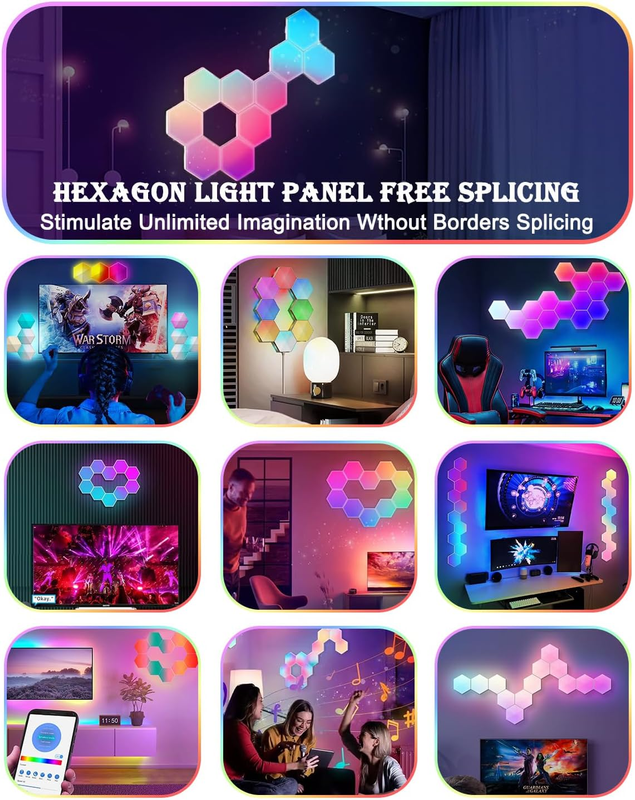 10 Pack Hexagon LED Wall Lights