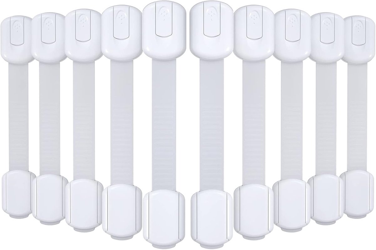 Mogi Products - Child Locks - 10 Pieces - For Cabinets and Drawers - Cabinet Safety - Safety Locks - Adhesive