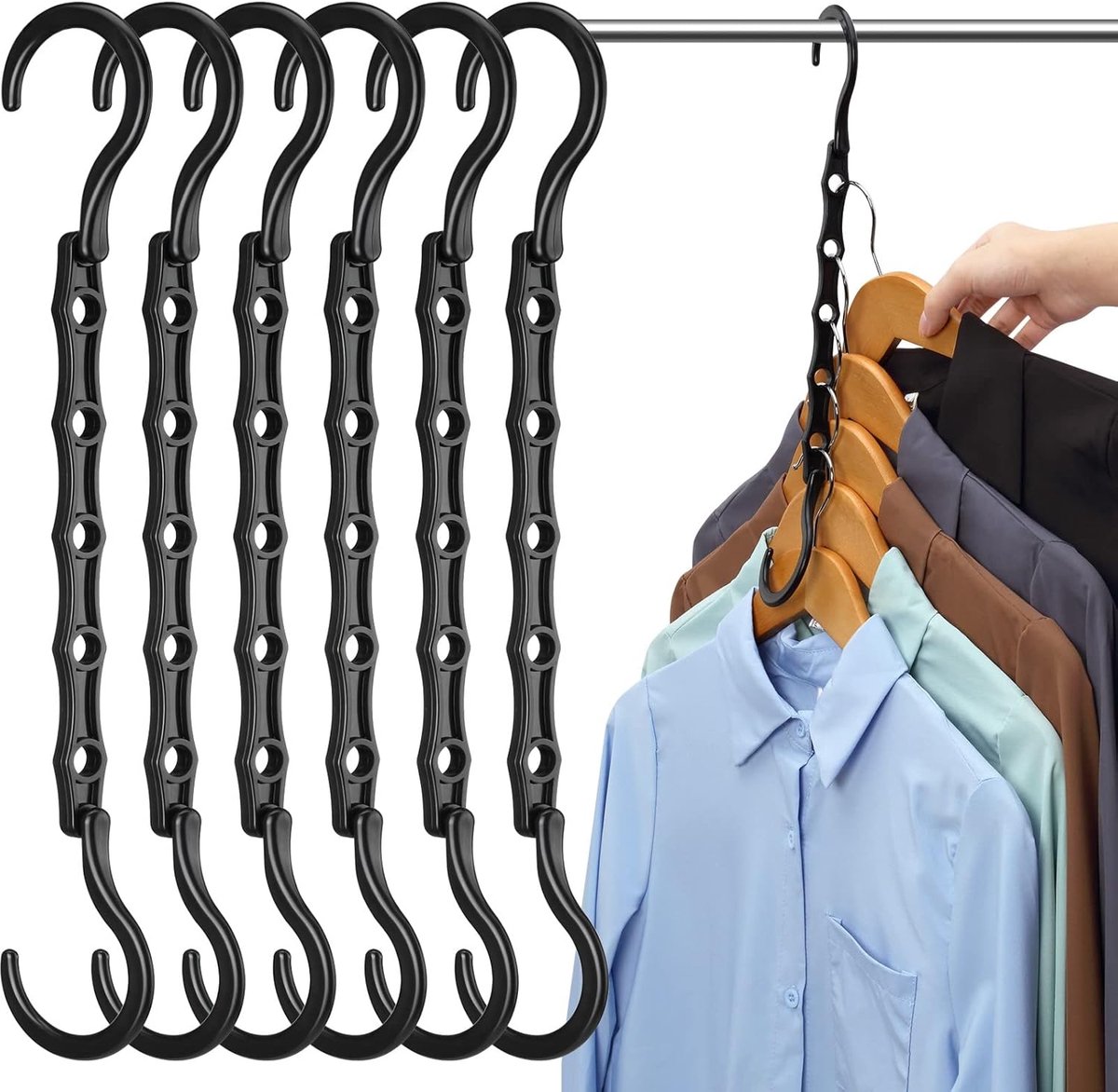 Magic Pendants 6-Piece Set - Space-Saving Hangers - Space-Saving Pendant Organizer for Closet - Multi-Pendant Holder - Sturdy Plastic - 360-Degree Rotation Magic Pendants 6-Piece Set - Space-Saving Hangers - Space-Saving Pendant Organizer for Closet - Multi-Pendant Holder - Sturdy Plastic - 360-Degree Rotation