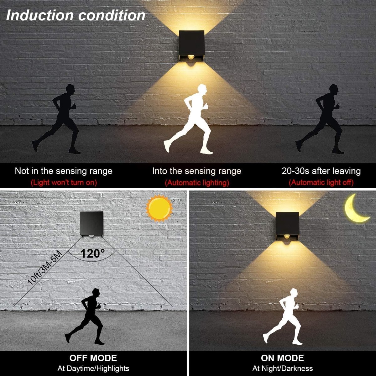 Rechargeable wall light with remote control - 5W - Three colors - Dimmable - Night light - Cordless - Battery-operated wall lamp - Suitable for indoor and outdoor use - Black