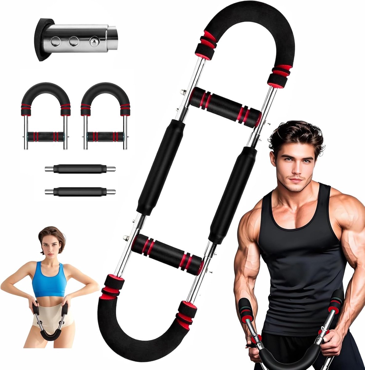 Arm Trainer - U-Shaped Twister - Adjustable Chest Enlarger with 3 Resistance Levels - Detachable Fitness Chest Enlarger - Portable Arm