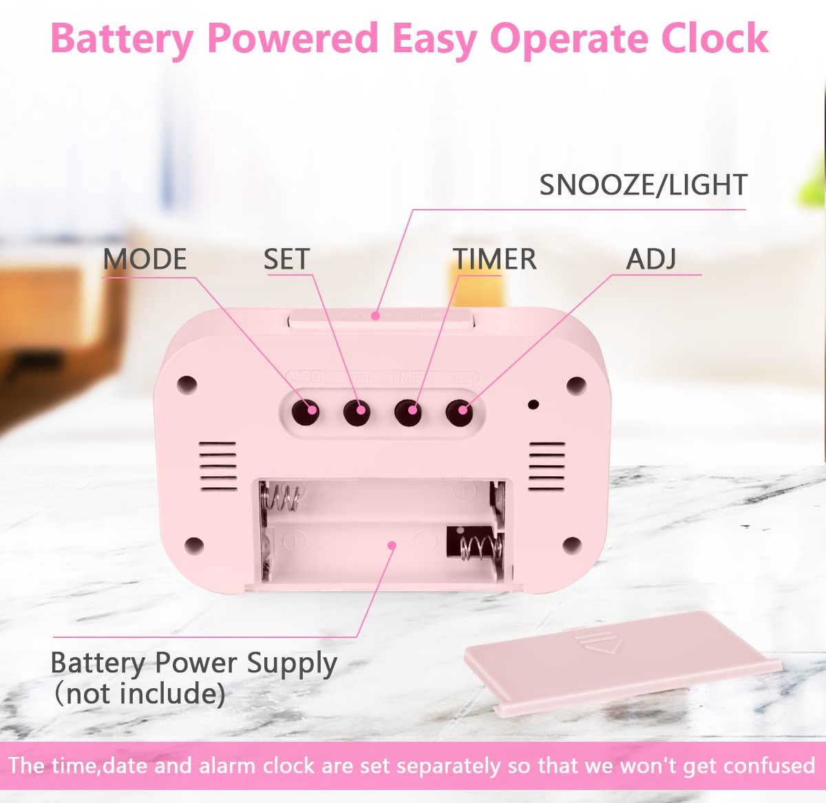 Wekker Digital Alarm Clock - Children%27s Clock - Wekker - Wekker Children%27s Alarm Clock - Travel Alarm Clock - LED Display Clock - Adjustable 12/24 Hour Snooze Function