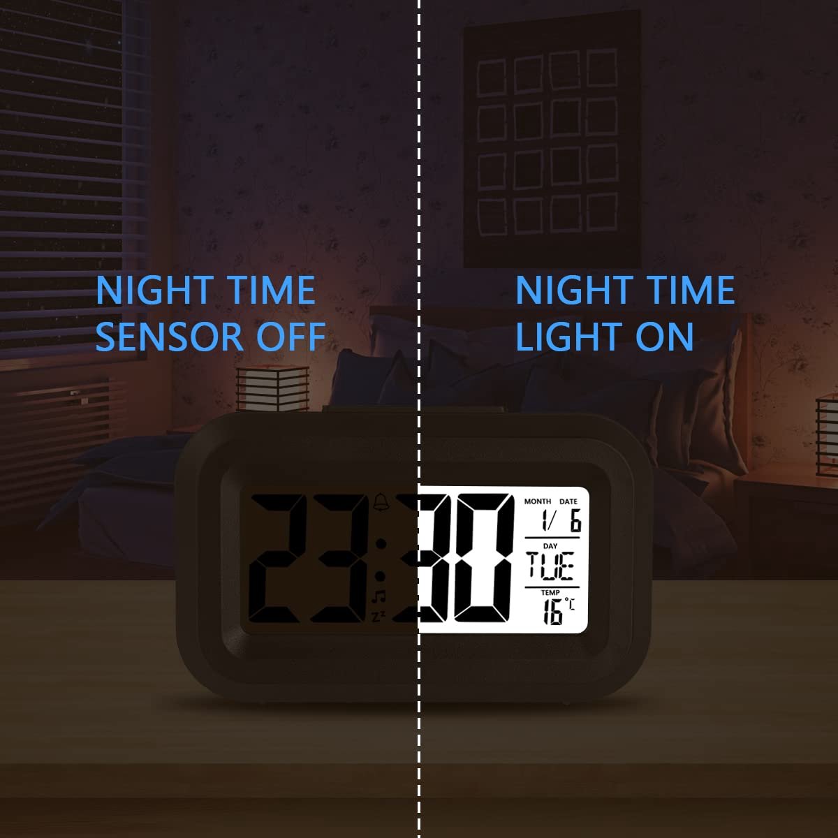 Wekker Digital Alarm Clock - Children%27s Clock - Wekker - Wekker Children%27s Alarm Clock - Travel Alarm Clock - LED Display Clock - Adjustable 12/24 Hour Snooze Function
