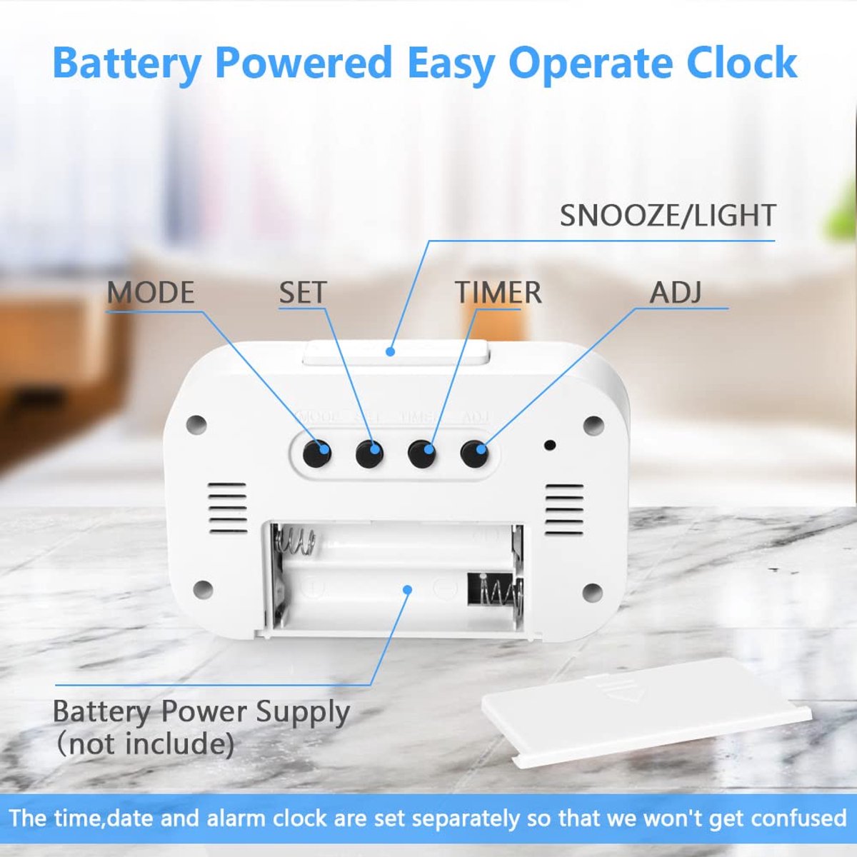 Wekker Digital - Klok Children%27s - Wekker - Wekker Children%27s - Alarm Clock - Travel Alarm Clock - LED Display Clock - Adjustable 12/24 Hour Snooze Function