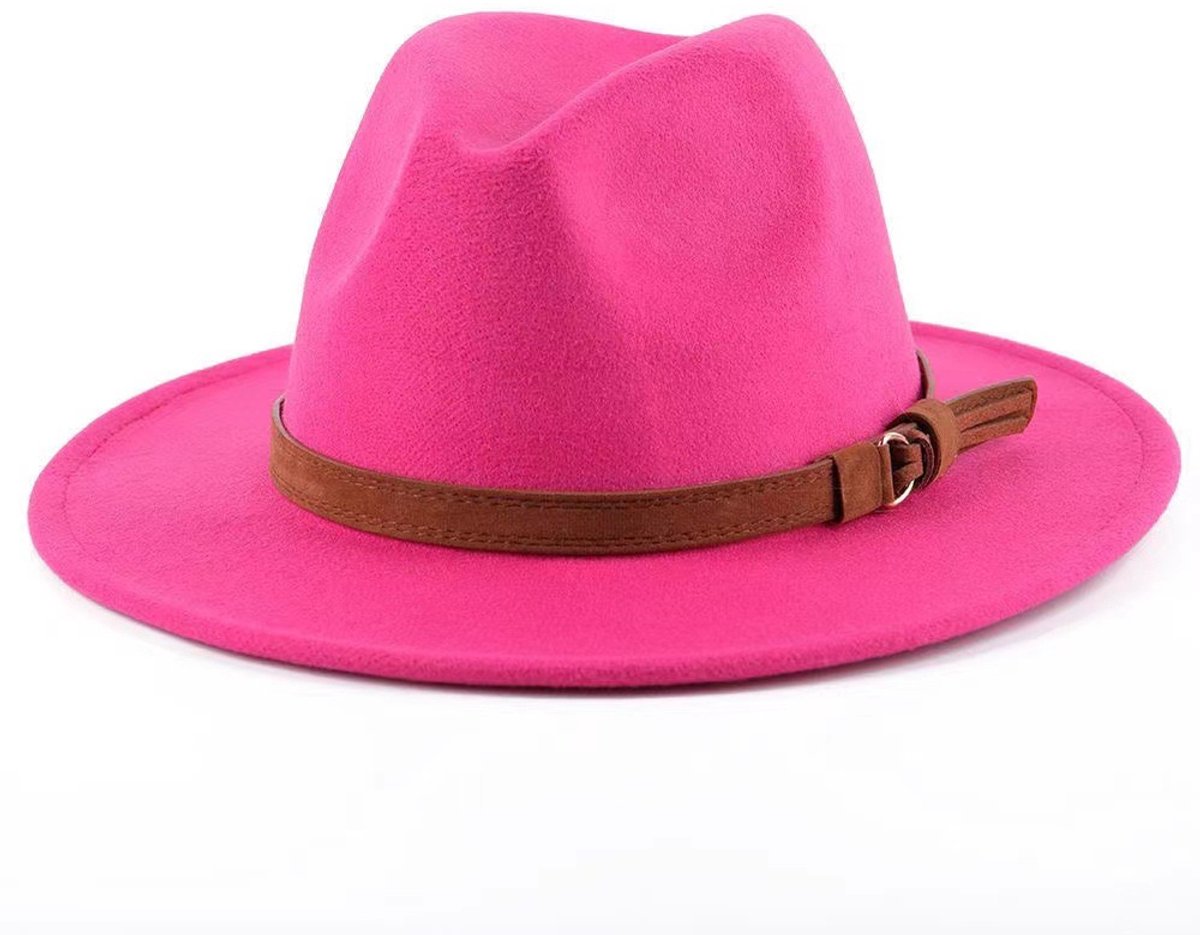 Hat - Sun hat - Bucket hat - Women's sun hat - Men's bucket hat - Hiking hats - Waterproof wool hats - Roll-up felt hats for outdoor use - Foldable leather lining - For men and women (rose red)
