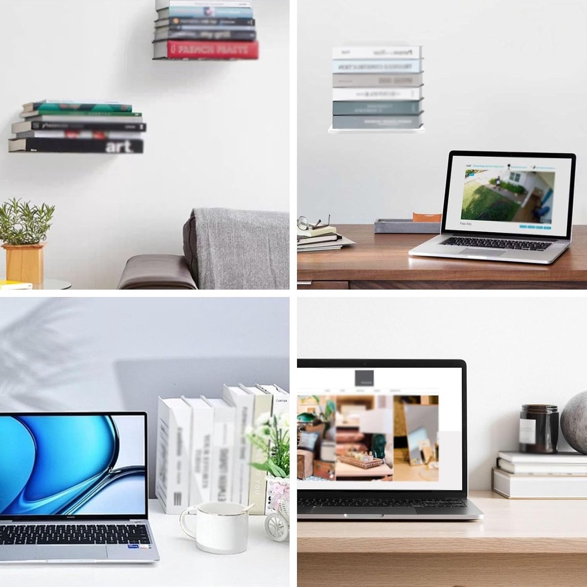 4-piece set - Invisible shelf - Wall shelf - Multifunctional metal shelves - Floating shelves - Wall shelf - Shelf - with screws - for office
