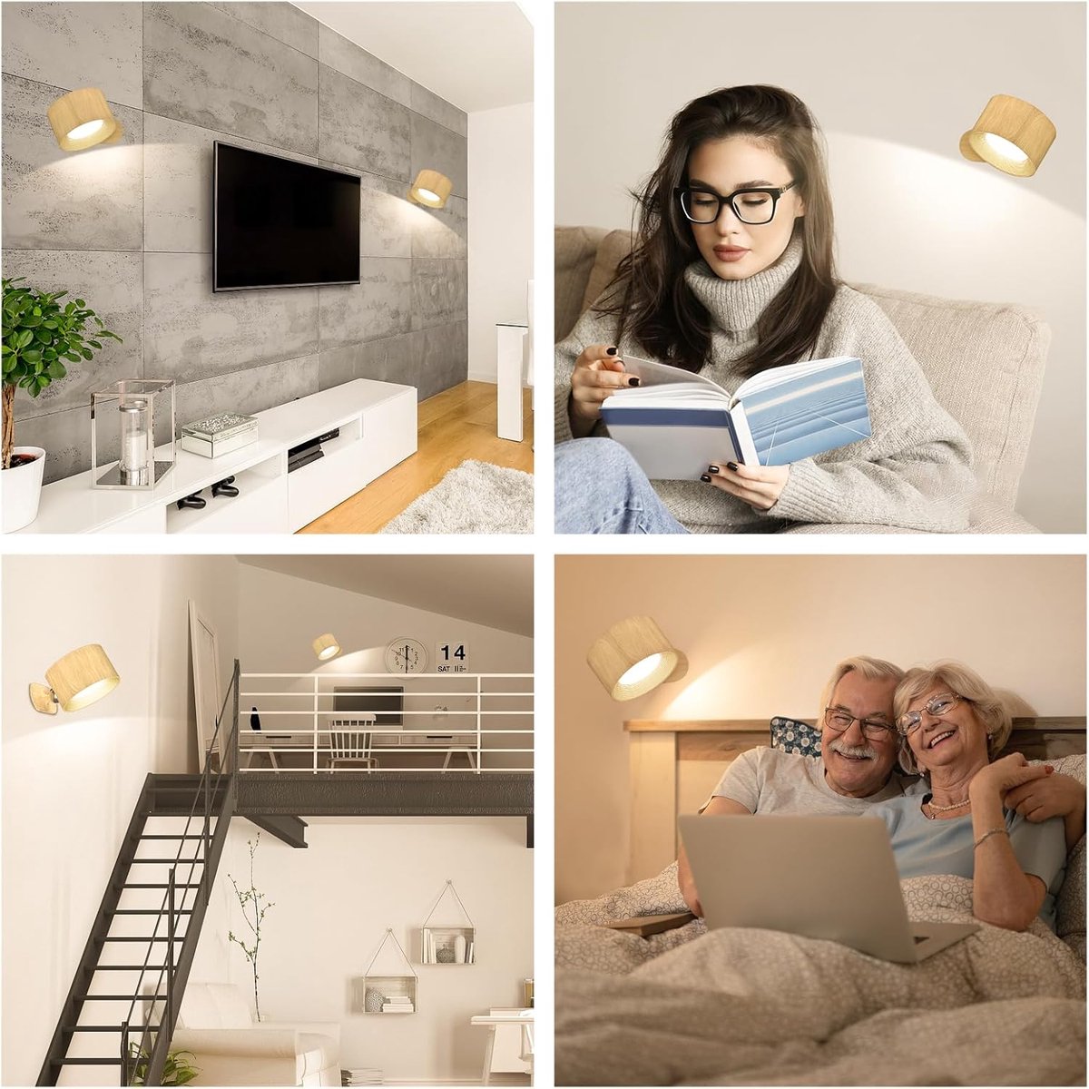Night light - Indoor wall light - Rechargeable wall light - Children%27s night light - Wall light with 1 battery - Touch control with 3 brightness levels - 360° rotation - For living room